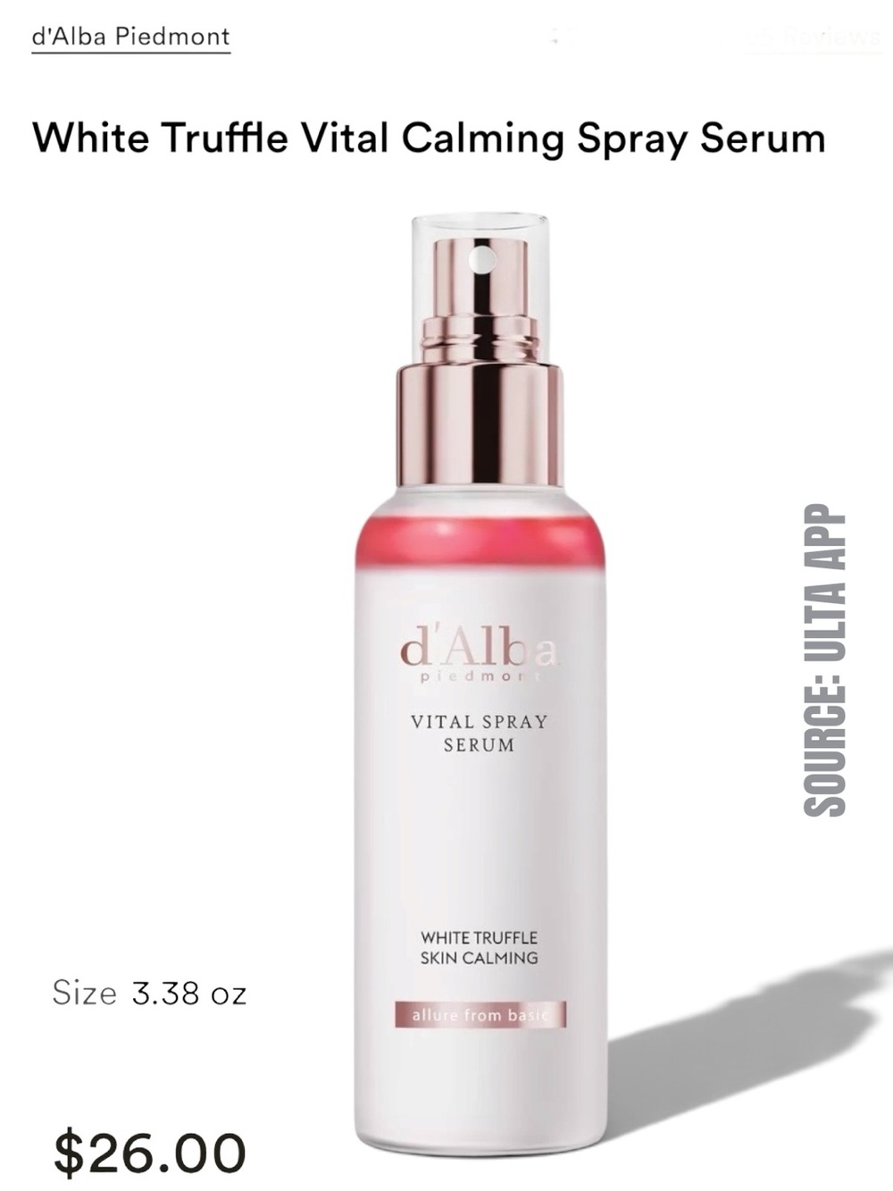 d’Alba White Truffle Vital Serum Spray, Calming & Hydrating, NEW BOX!